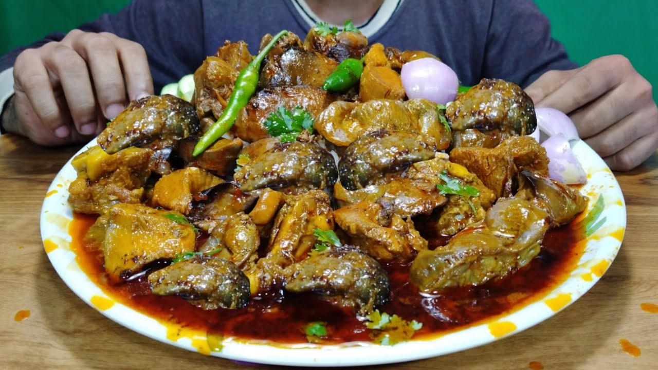 Eating Show - Spicy Chicken Curry, Chicken Liver Gizzard Stomach Kosha Rice | Food | Big Bites Asmr