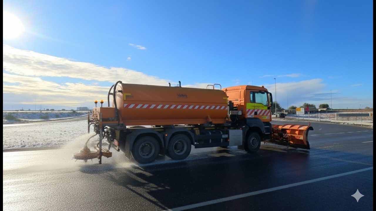 Water or Black Ice? ❄️ The treacherous shine of the road at -5°C in Spain