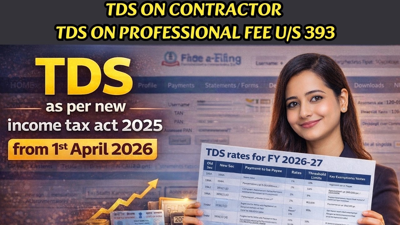 New TDS Rates from1 April 2026 | TDS on Contractor & Professional fee section 393 IT Act 2025