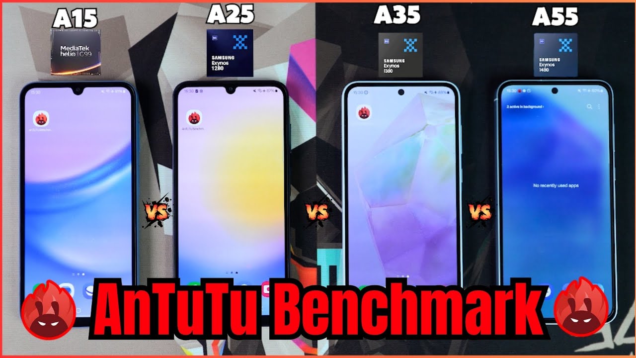 Samsung A15 vs Samsung A25 vs Samsung A35 vs Samsung A55 Antutu Comparition