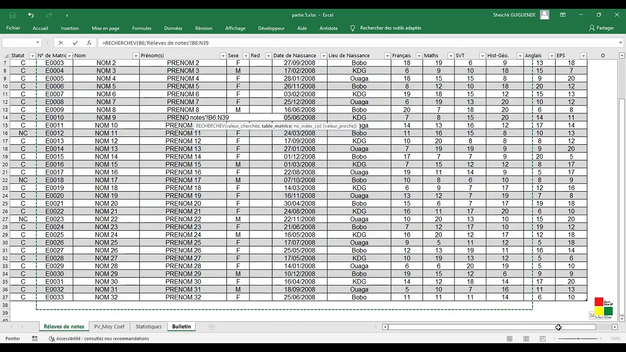 Comment réaliser un logiciel de gestion scolaire partie  bulletin de notes ?