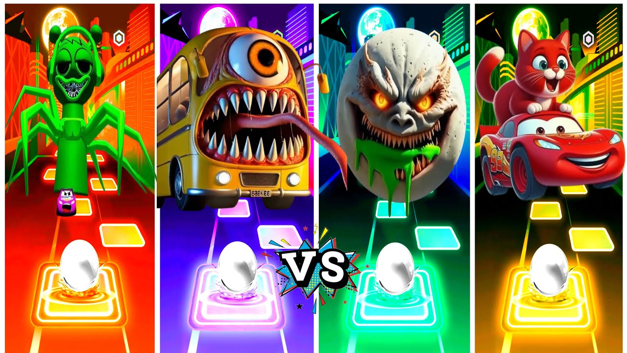 McQueen Car All Video Megamix 🆚Lighting McQueen Eater🆚McQueen Red Car 🎶 Tiles Hop EDM Rush Gameplay