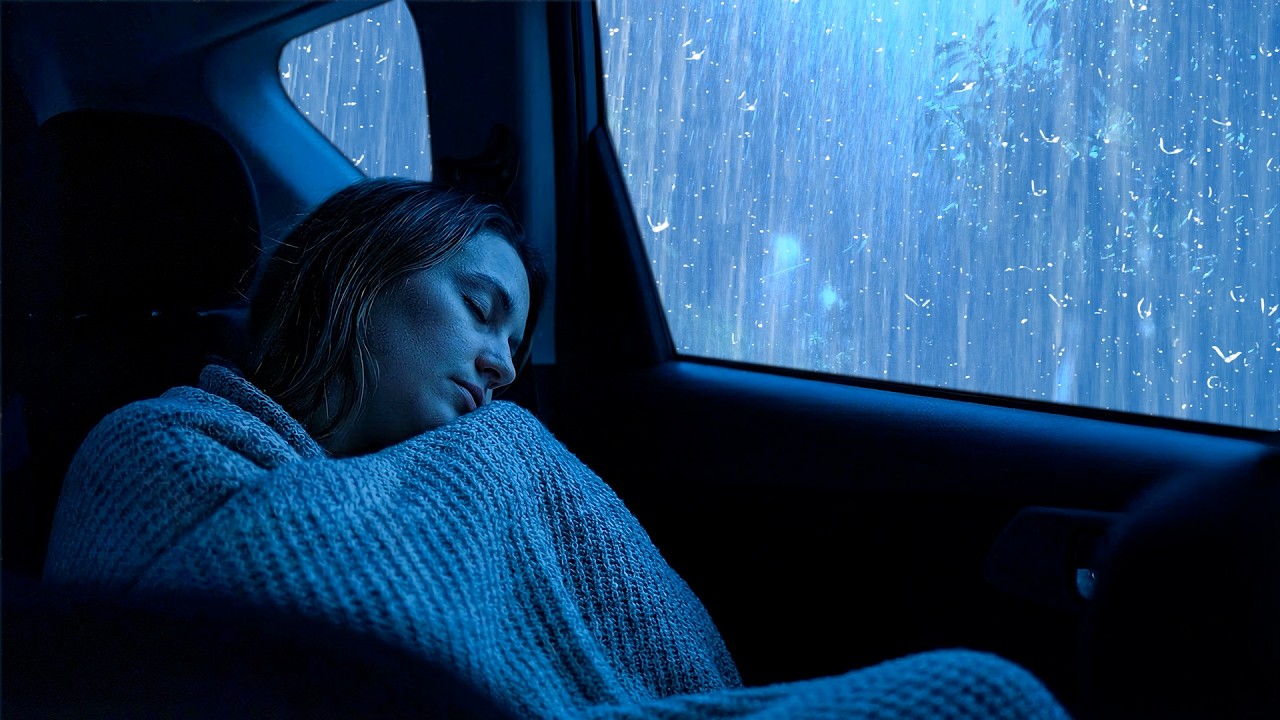 Sleep Soundly in 3 Minutes with Heavy Rain & Rolling Thunder on Vintage Car in Foggy Forest at Night