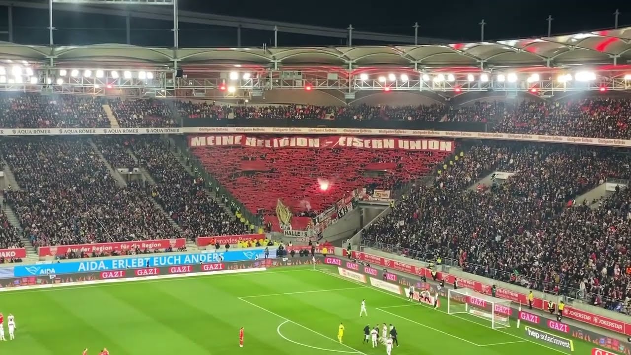 Union Berlin fans away in Stuttgart (VfB Stuttgart vs Union Berlin 2-0) fantastic atmosphere
