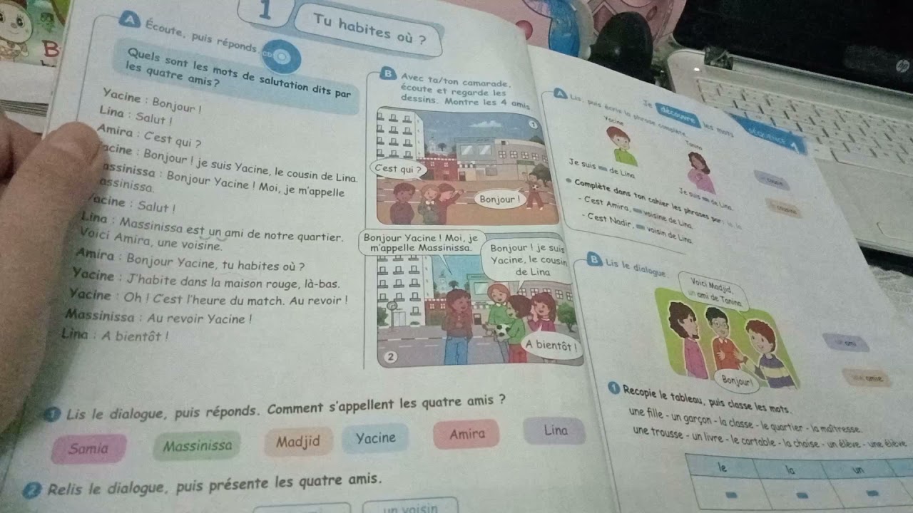 4AP oral compréhension et production : projet 1: C'est notre Quartier.Séquence 1: tu habites où ?