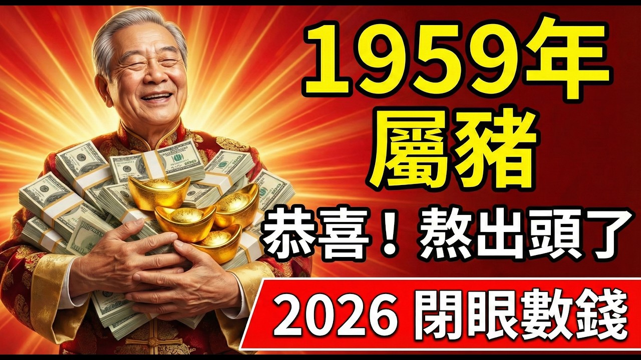 1959年生肖豬：恭喜你！熬過了人生最苦的坎。2026年起，『天德貴人』保駕護航，身體健康財運旺，閉著眼都能數錢！#1959年屬豬 #2026生肖豬運勢 #屬豬2026運勢 #1959年生肖豬 #屬豬