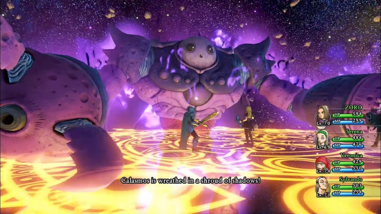 Dragon quest 11 - calasmos boss fight easiest method (character level 70)