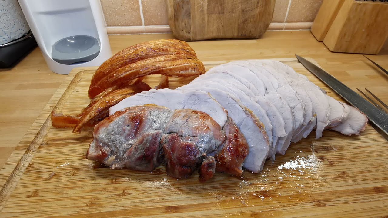 Roast leg of pork with crispy crackling, cooked in the Halogen oven