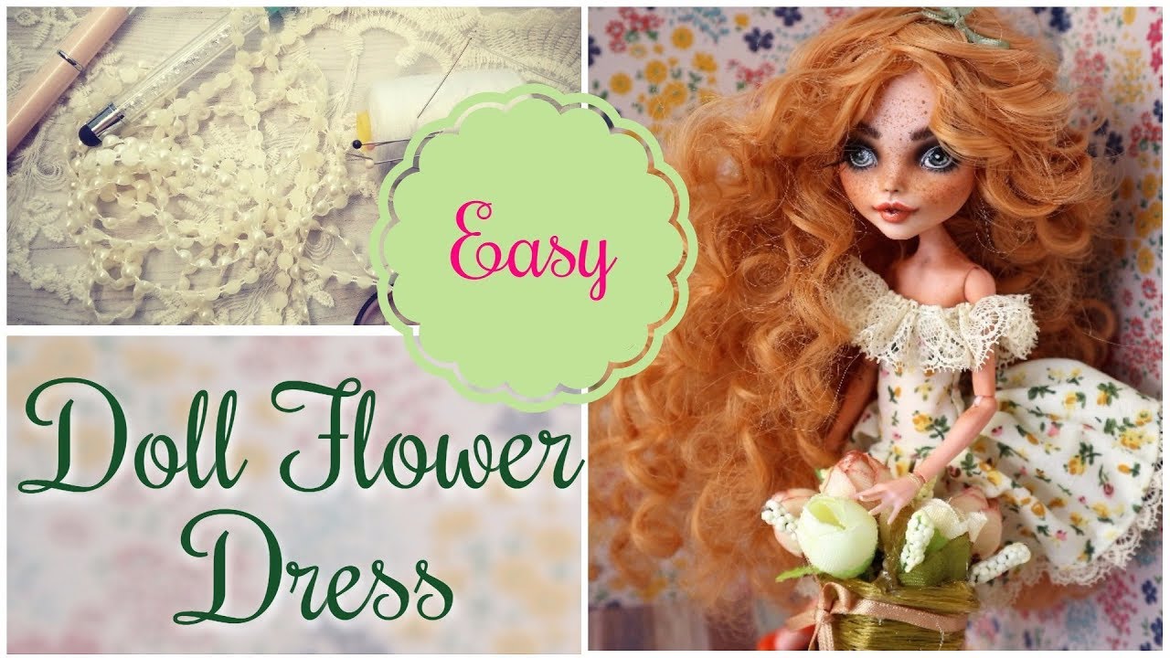 DIY Romantic Flower Dress for Monster High Dolls / How to Make Doll Dress Easy Craft Tutorial Barbie