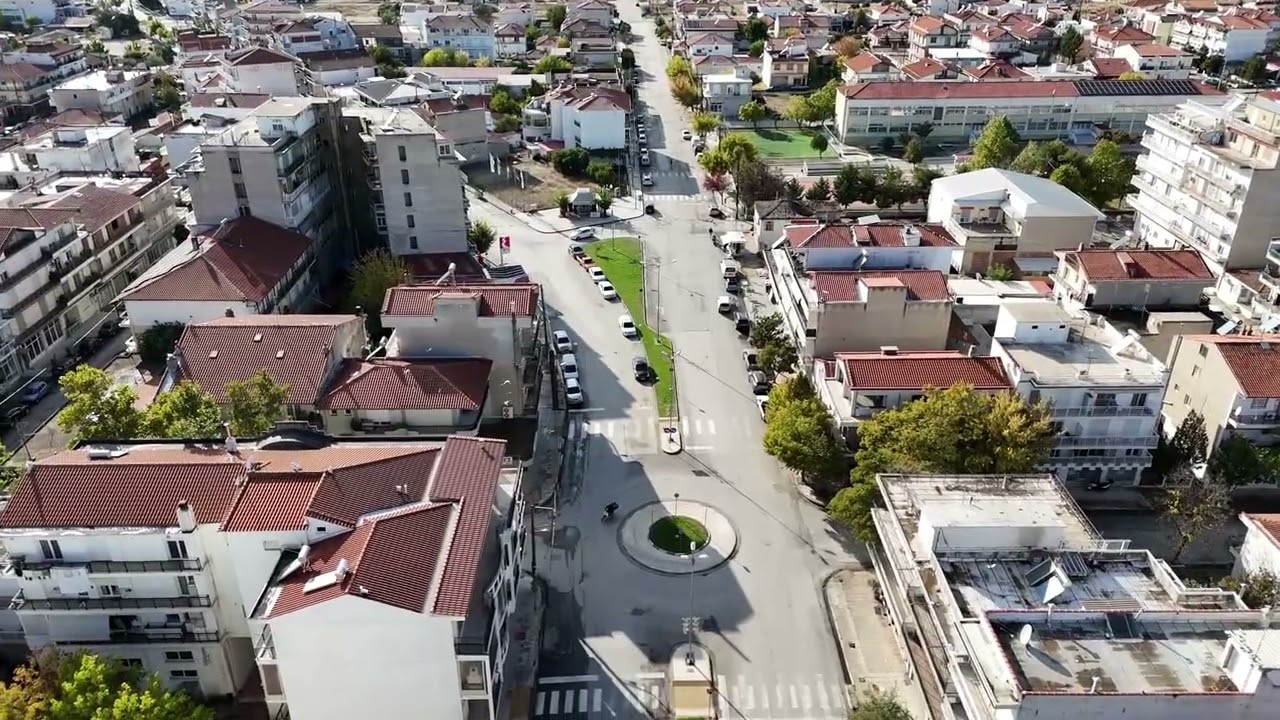 Flying over main avenue 