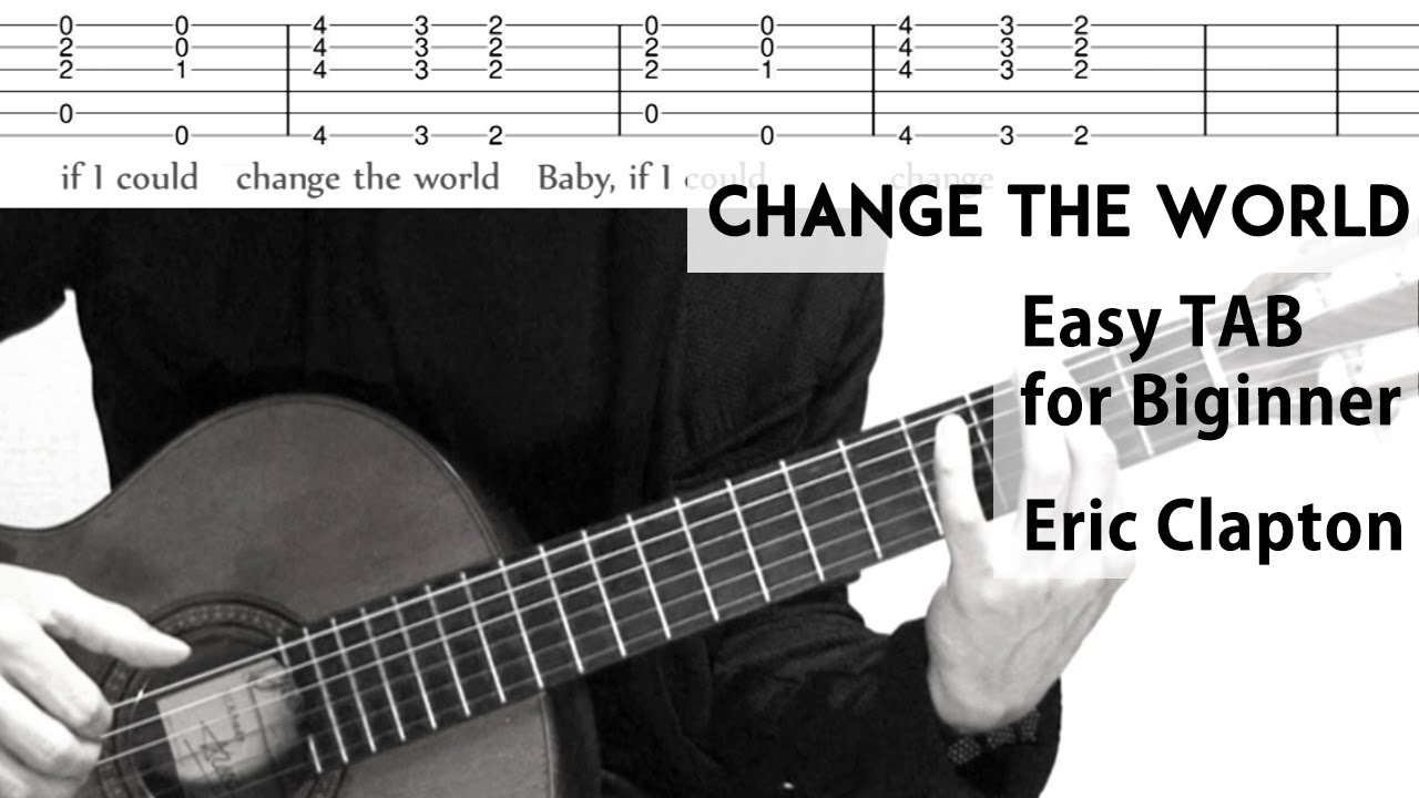 【TAB】Change the world for Beginner Eric Clapton easy guitar backing Tutrial w/Lyrics
