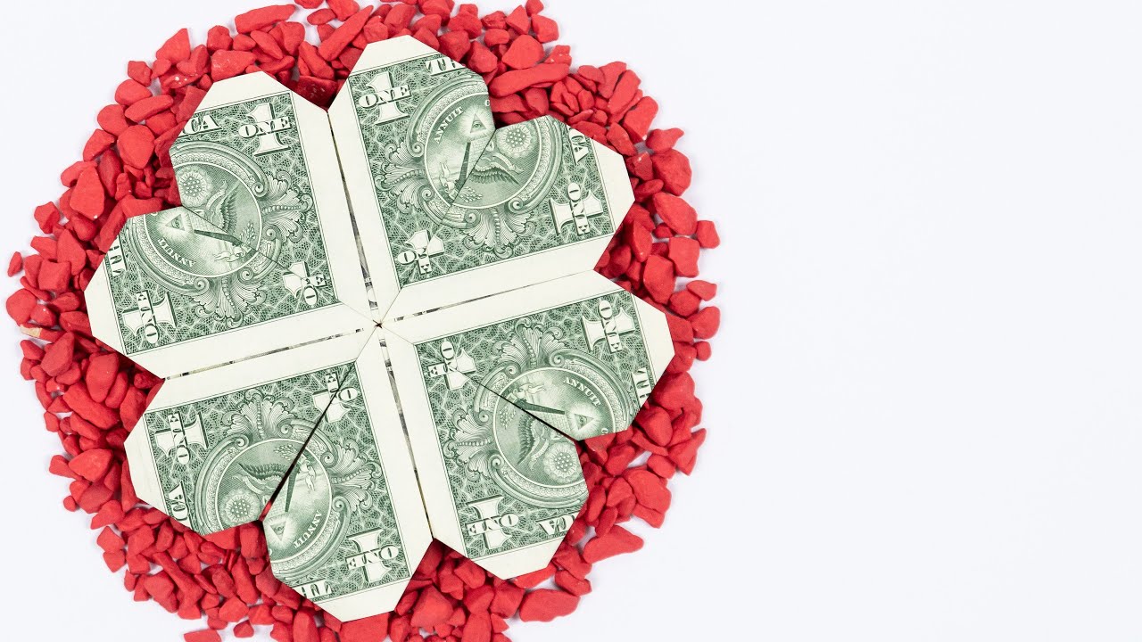 Money origami shamrock folding 🍀 money gift idea