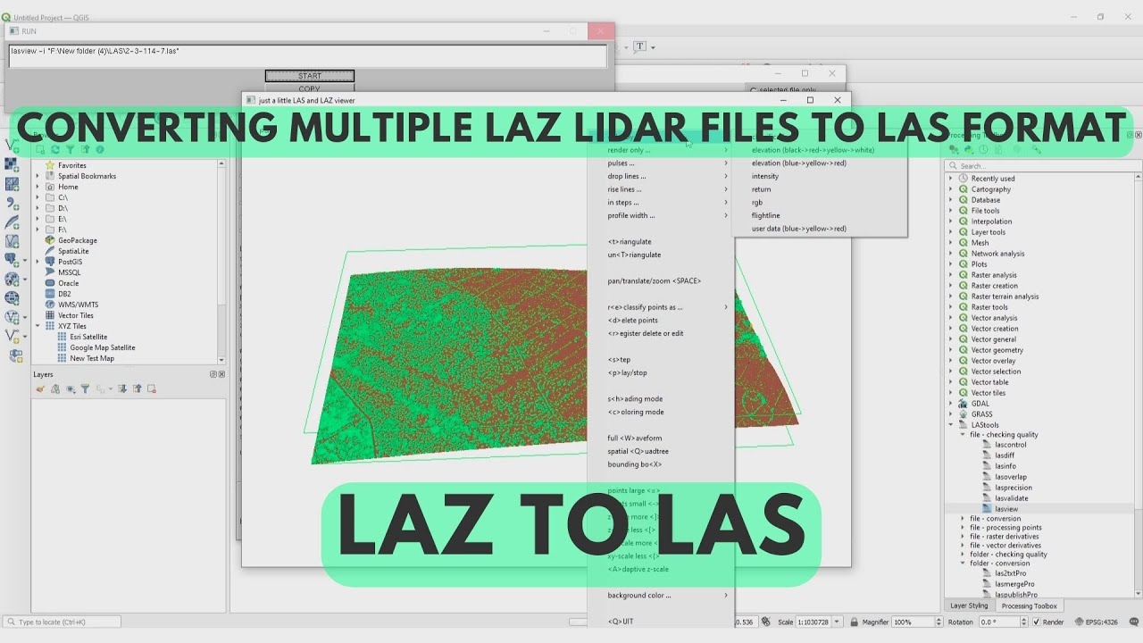 LAZ to LAS | Converting multiple LAZ LiDAR files to LAS format. | QGIS + LAStools