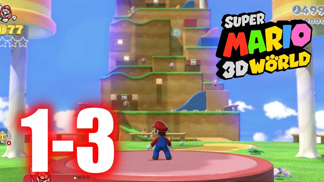 Super Mario 3D World - 1-3 Mount Beanpole - All Stars & Stamp 100% Gameplay Walkthrough