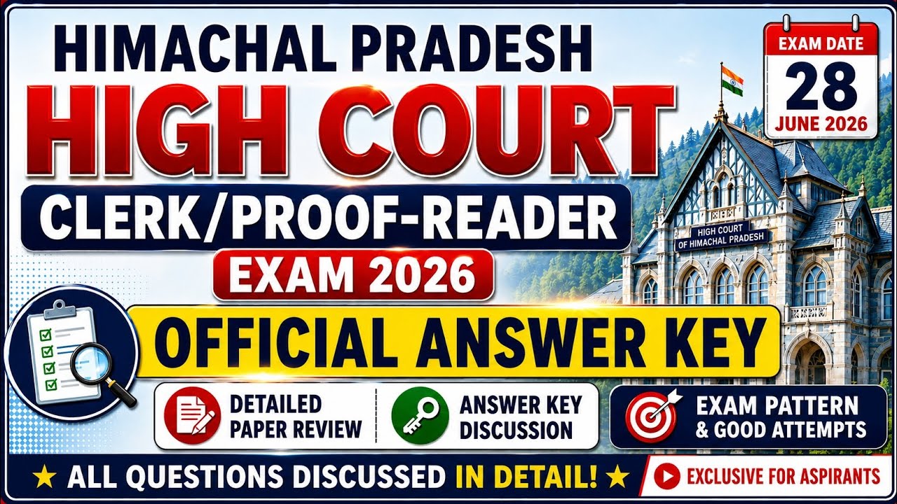 Official Answer Key: HP High Court Clerk & Proof-Reader Exam Held on June 28, 2026