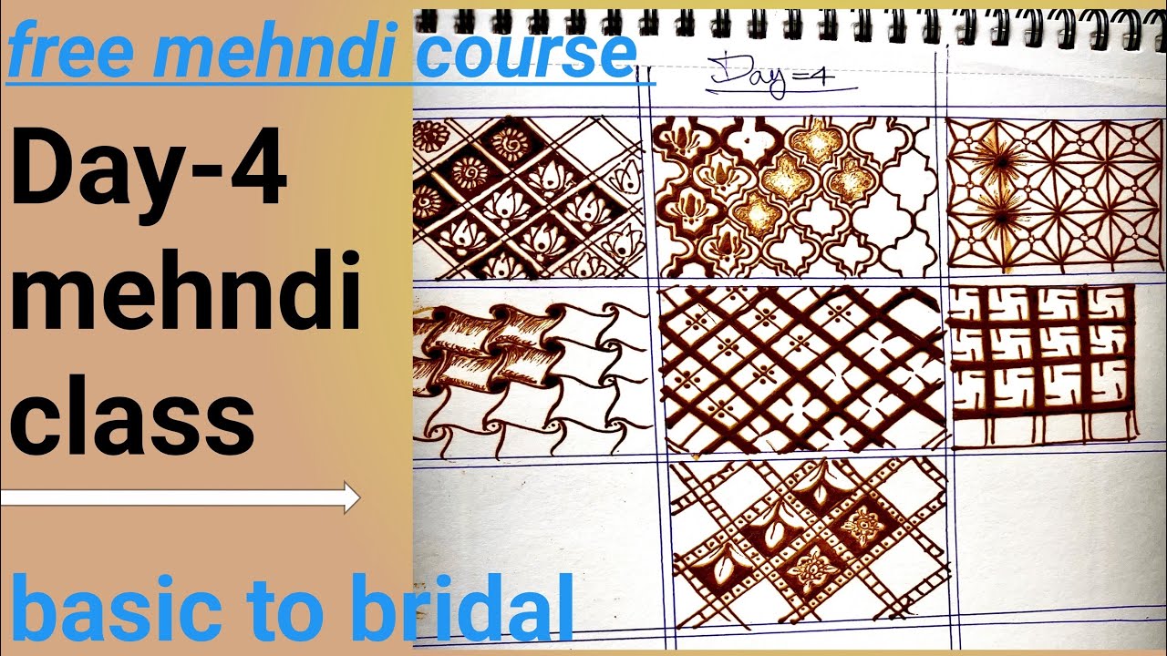 Day-4 mehandi class/free mehandi class/basic to bridal mehandi course/mehndi training ke video