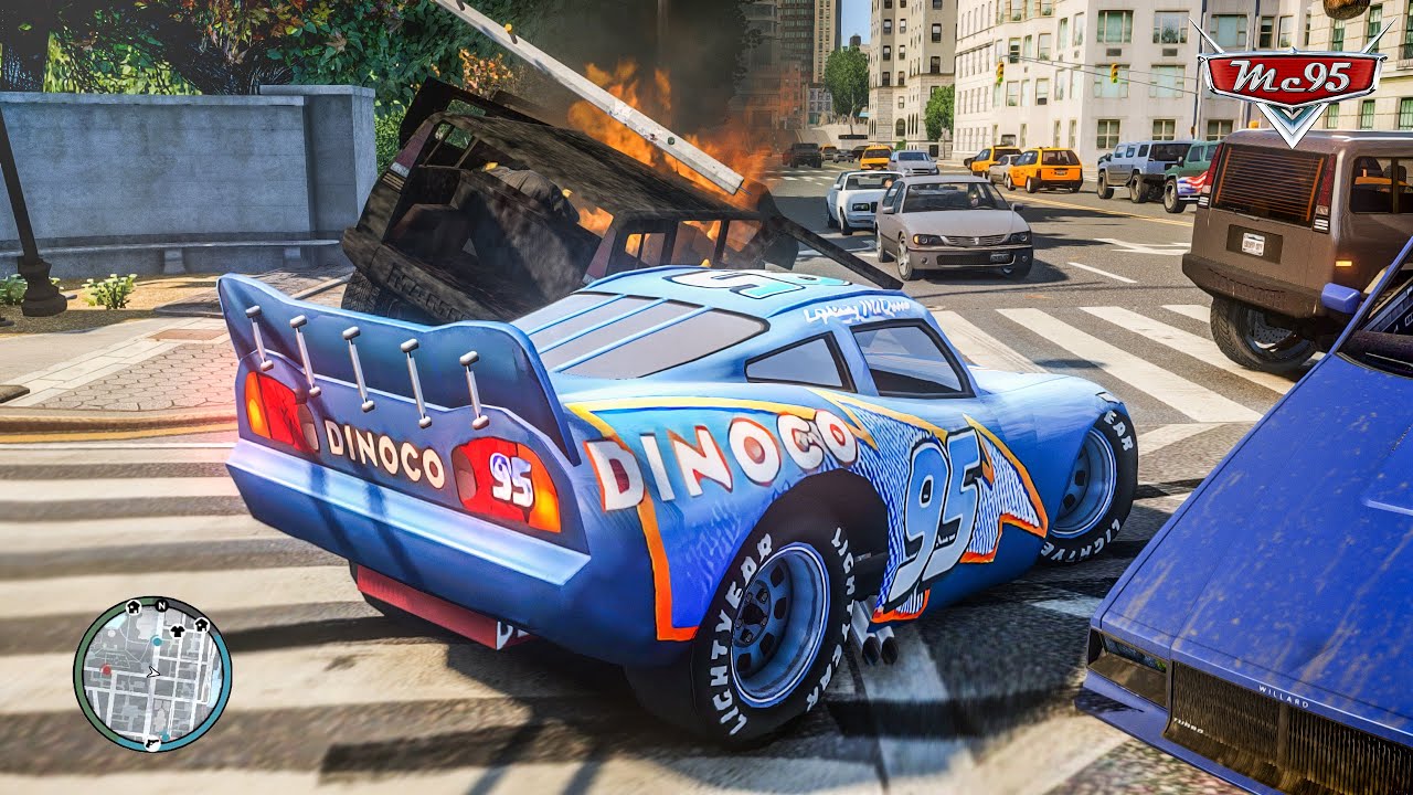 Crazy Rayo Lightning McQueen Dinoco Car Crashes Ep.35 - GTA 4