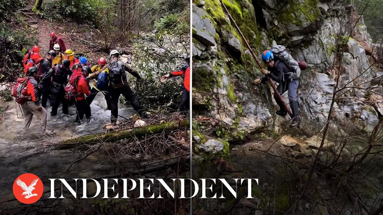 Officials conduct 21 hour rescue for trapped hiker in California