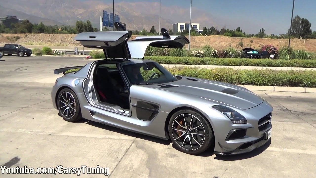 Matte Grey Mercedes SLS AMG Black Series at Car Wash Start Up, Rev and Acceleration