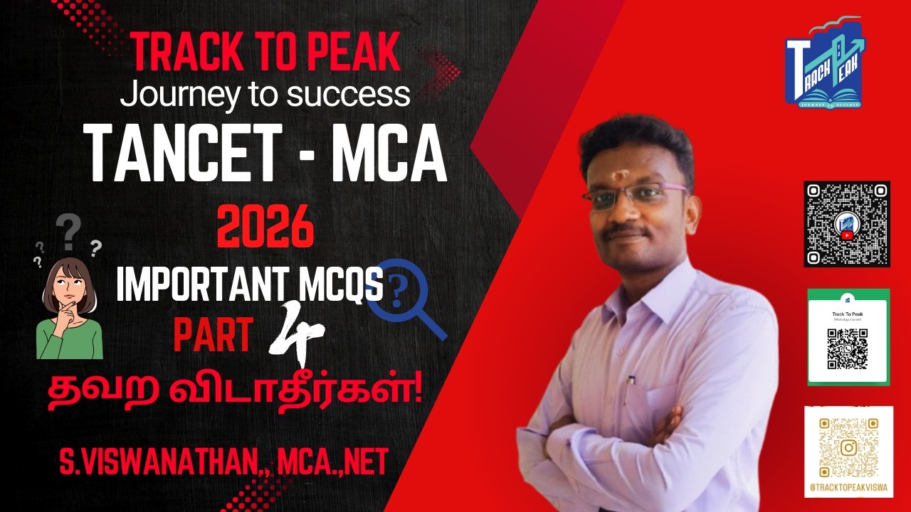 TANCET 2026 MCA – Computer Awareness MCQs Explained 🔥 | இந்த Questions ரொம்ப முக்கியம்! Part 4