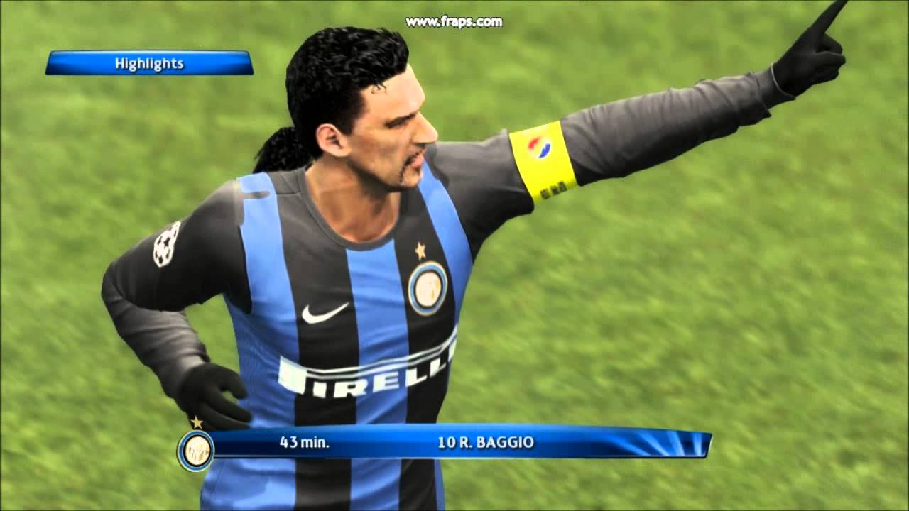 Roberto Baggio 2 Stunning Magical Goals Inter Milan Free kick PES 2013 PC
