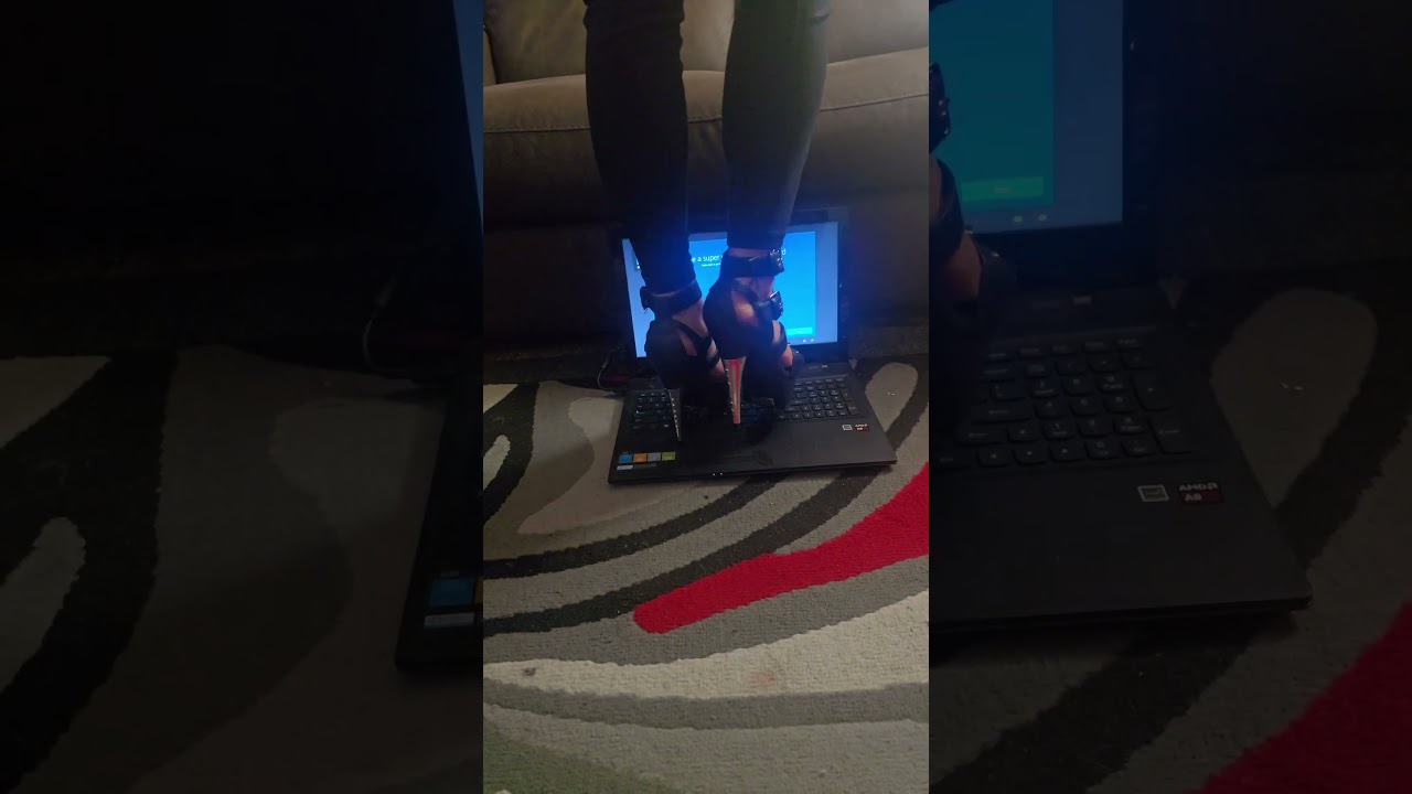 Laptop walk by crush in pleaser #highheels #asmrcrunch #pleasershoes #asmrcrush #crushingasmr