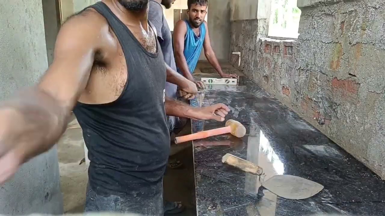 kitchen slab granite fitting practical kaise hota hai #new #granite #fitting #viralvideo #youtube