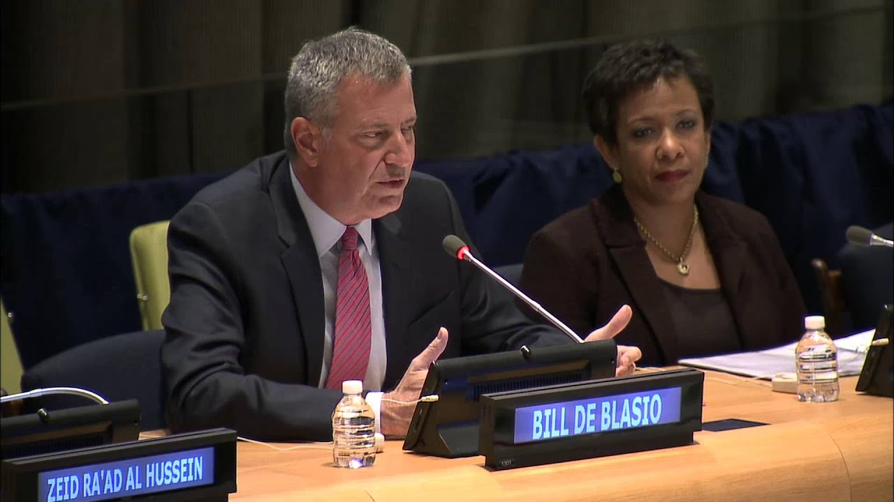 ISD's Sasha Havlicek, NYC Mayor Bill DeBlasio, and others at the Strong Cities Network launch