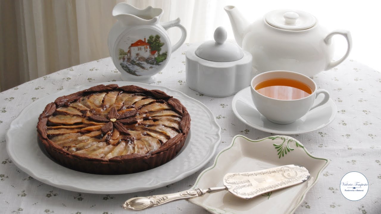 Crostata cioccolato fondente e pere - Dark chocolate pear tart  🍫 🍐