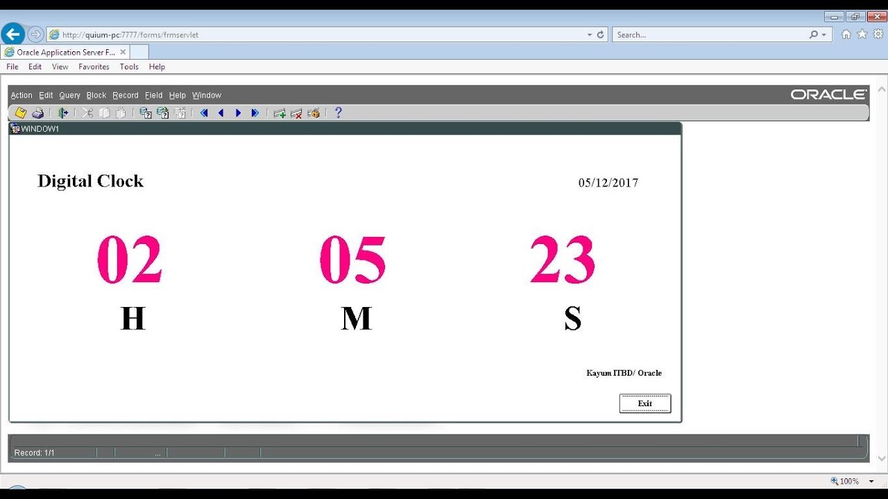 Digital Clock In Oracle Forms  01| Muhammad Abdul Quium (V-65)