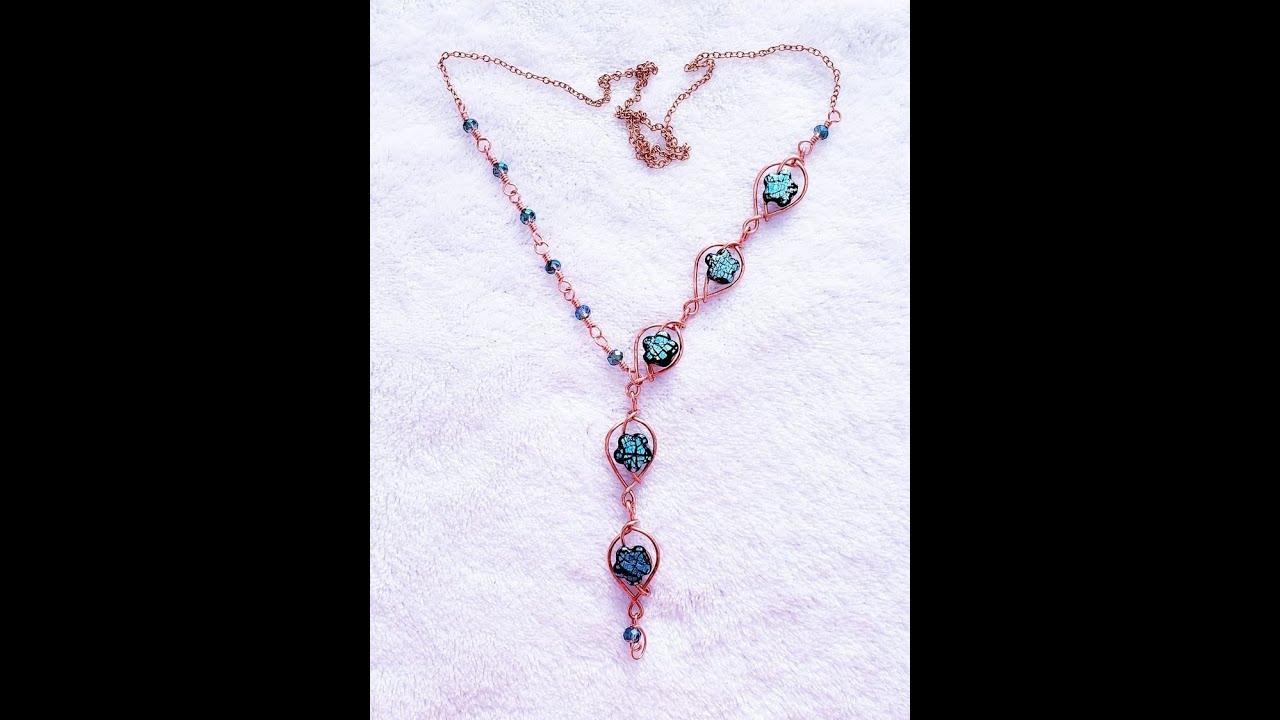 Leaf Link Necklace with Dichroic Polymer Clay Cabs
