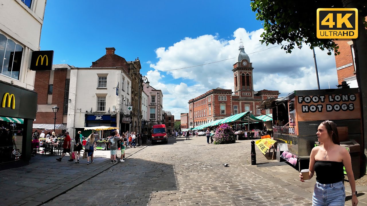 Chesterfield Town Centre | 4K Walking Tour