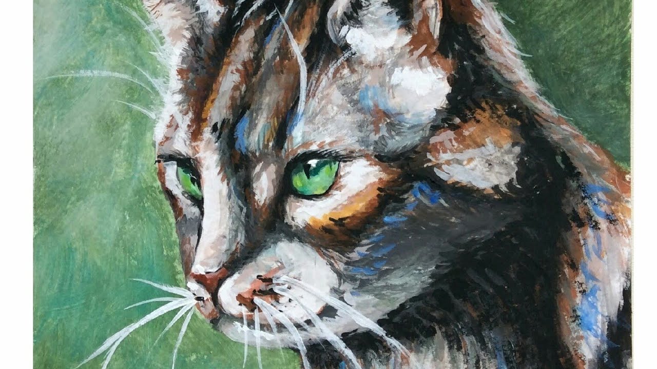 Рисую кота гуашью (sub)  I draw a cat with gouache