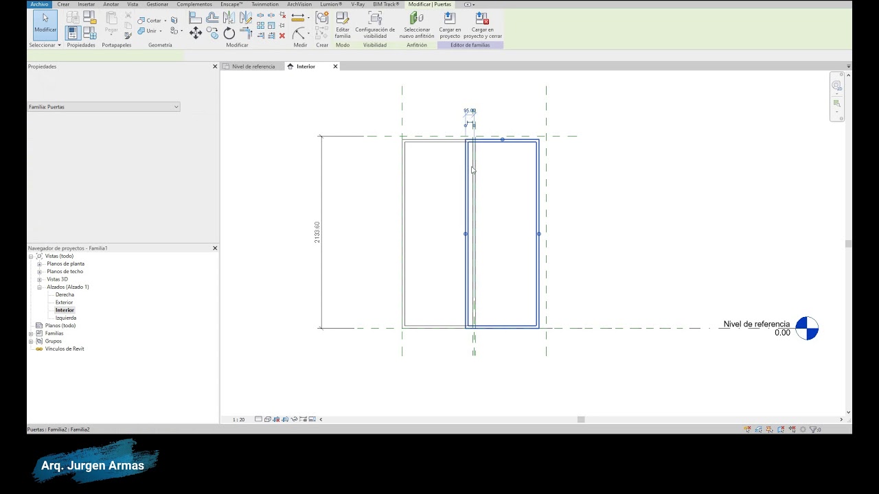 Revit: Creación de familia de puerta corrediza para muro cortina
