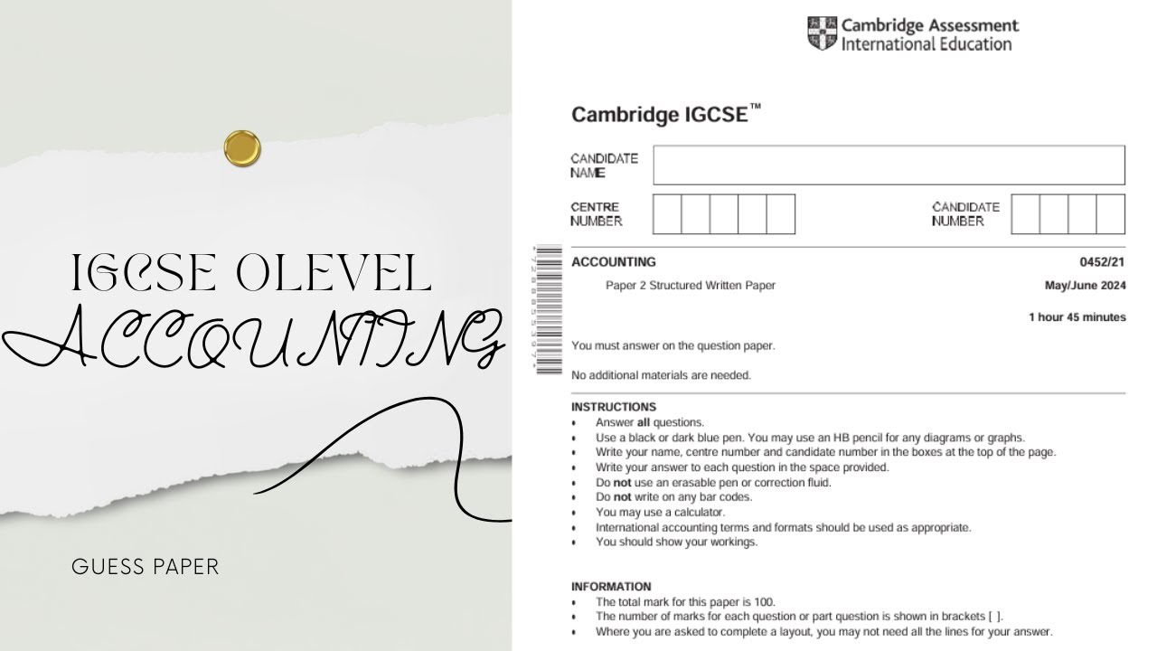 ULTIMATE GUESS PAPER IGCSE OLEVEL ACCOUNTING 2024 MAY JUNE