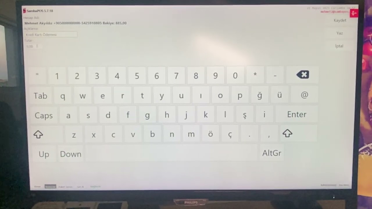 Beko 300TR ile SambaPOS'dan Açık Hesap Tahsilatı