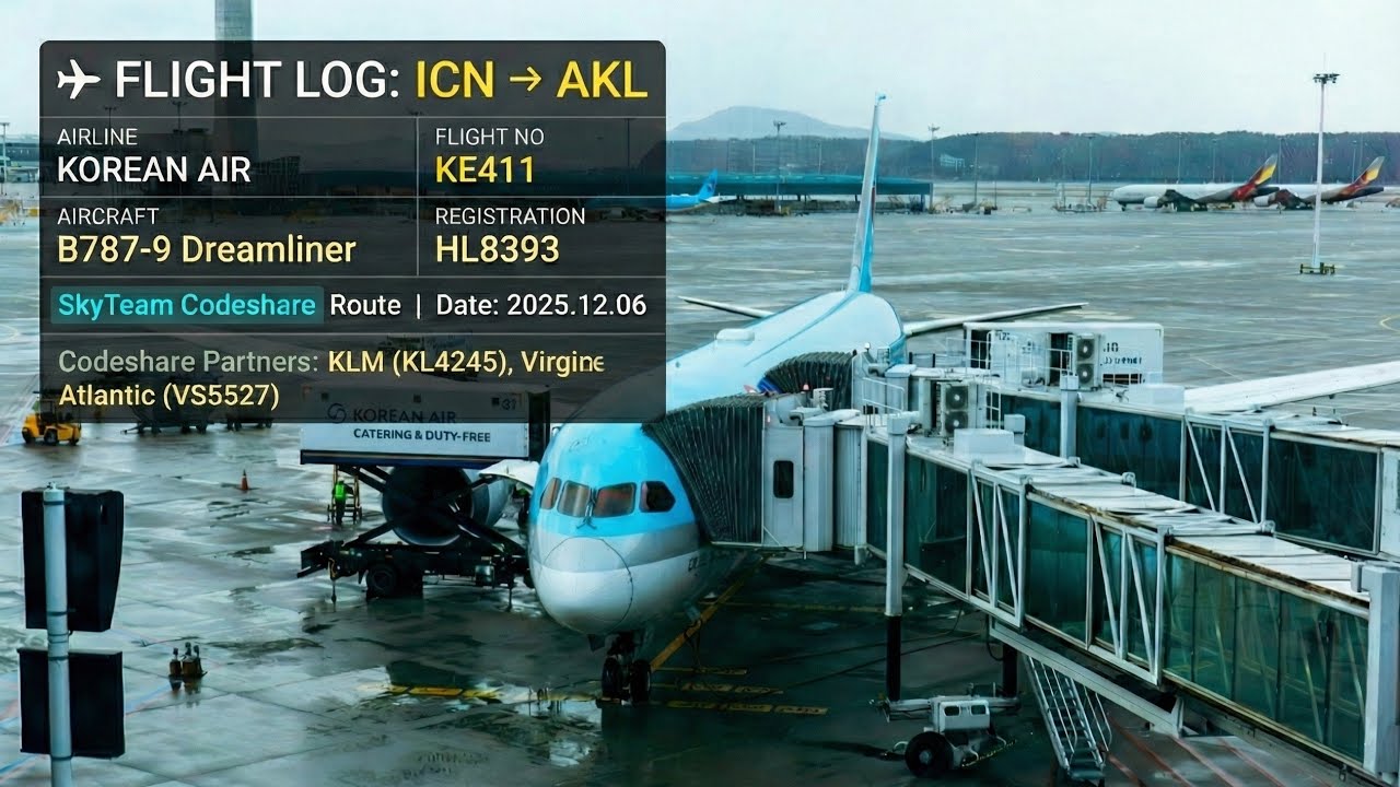 2025.12.06 서울 인천(ICN|RKSI) - 오클랜드 (AKL|NZAA) 대한항공(Korean Air) B787-9 HL8393 KE411 이륙