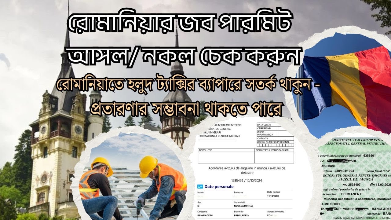 রোমানিয়া ওয়ার্ক পার্মিট আসল/নকল কি ভাবে চেক করবেন?হলুদ রঙের টেক্সি থেকে সাবধান