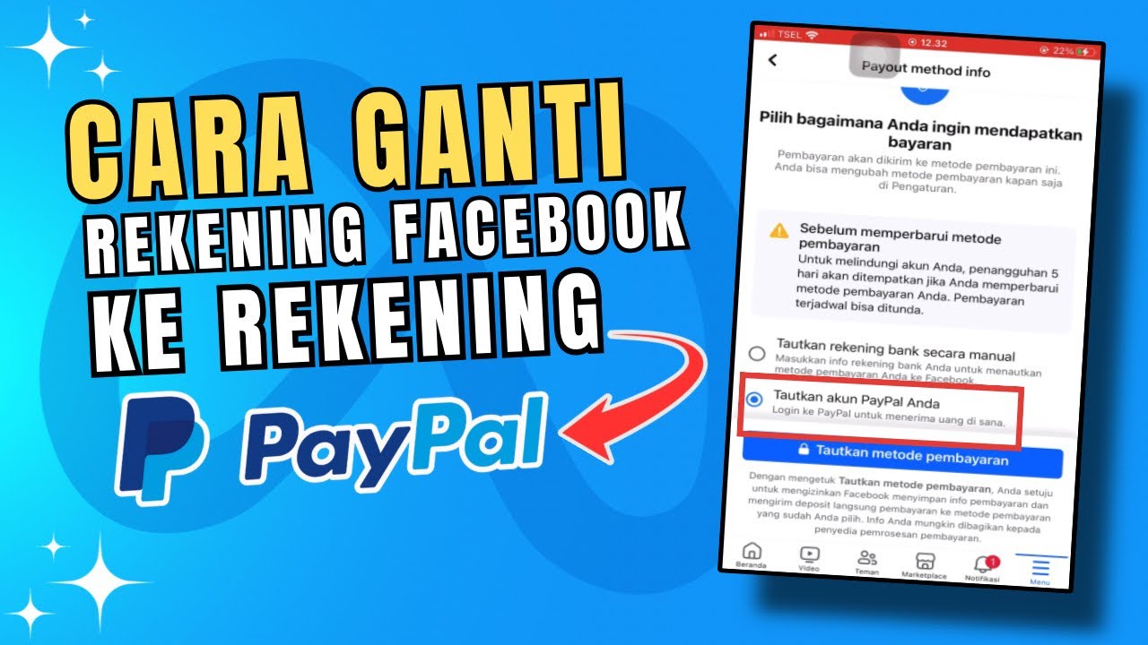 Cara ganti akun pembayaran facebook dari rekening bank ke Paypal