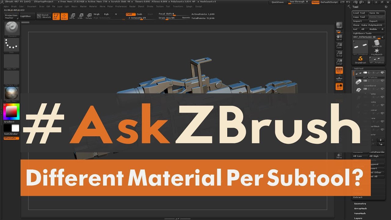 #AskZBrush: &ldquo;How can I apply different materials to individual Subtools?&rdquo;