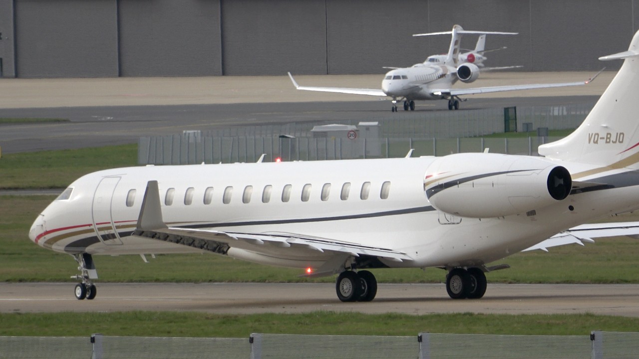 2 ROYAL JORDANIAN BOMBARDIER 7500 GLOBALS  DEPART FARNBOROUGH. 17 February 2026.  VQ-BJO AND VP-BHM