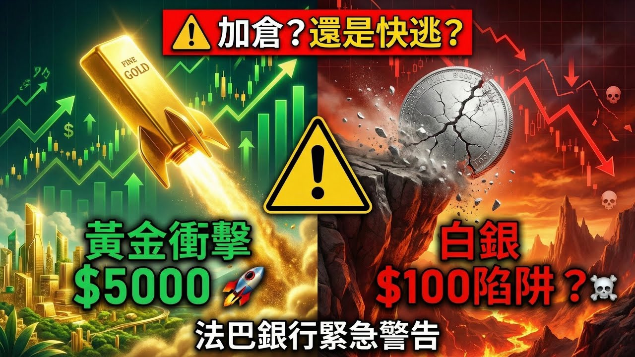 ⚠️ 黃金提前衝擊5000大關！白銀100美元是「死亡點位」？法巴銀行緊急警告：兩大黑天鵝正在發威！