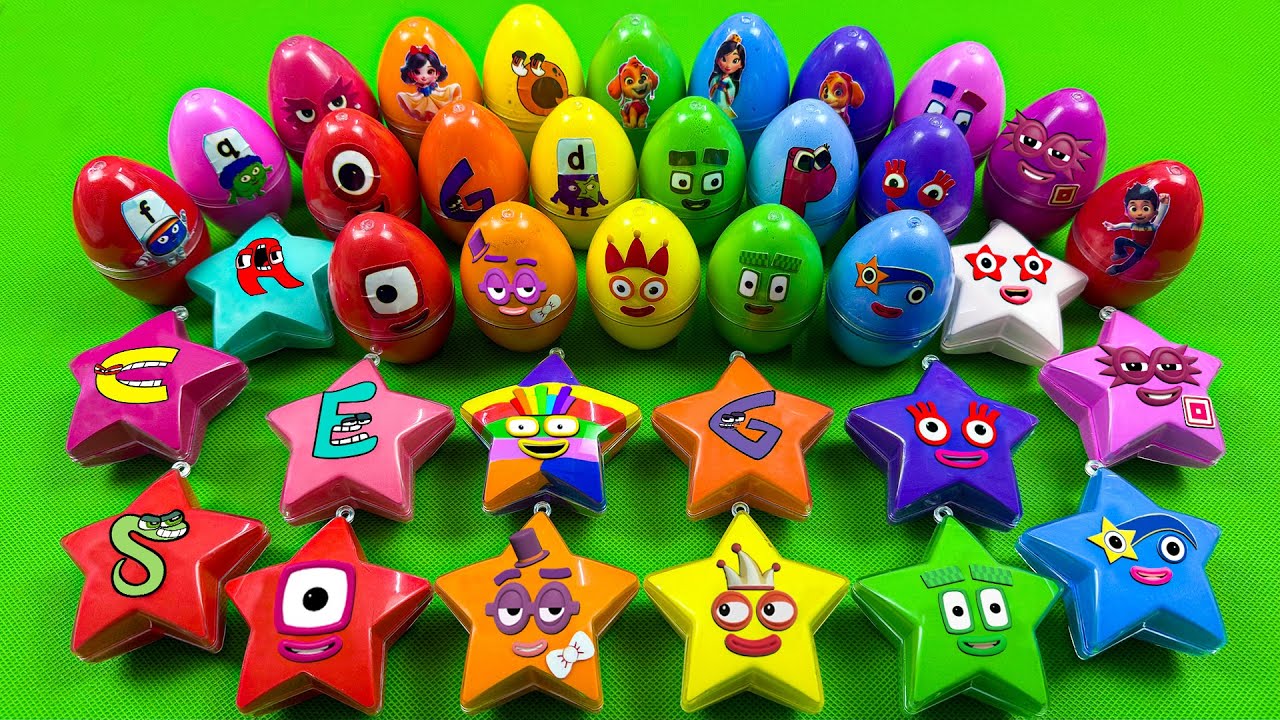 Numberblocks 🏳️‍🌈 Find Alphablocks with Mini Eggs, Stars Slime Coloring! Satisfying Slime