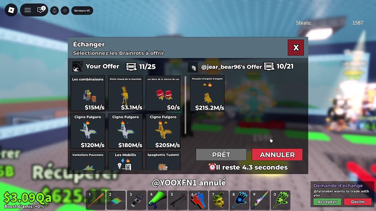 on trade sur steal a brainrot roblox avec vous 100 spec je giveway