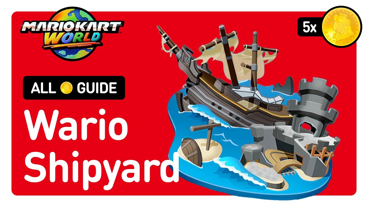 Mario Kart World - All Peach Medallion Locations in Wario Shipyard - 100% Completion Guide
