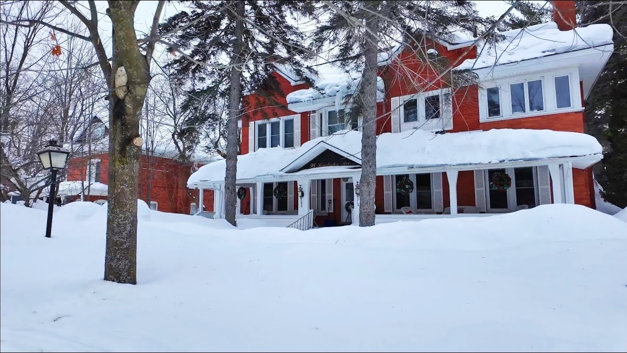 Buried Under the Snow Town - Snow Walk in Bracebridge Ontario Canada | 4K