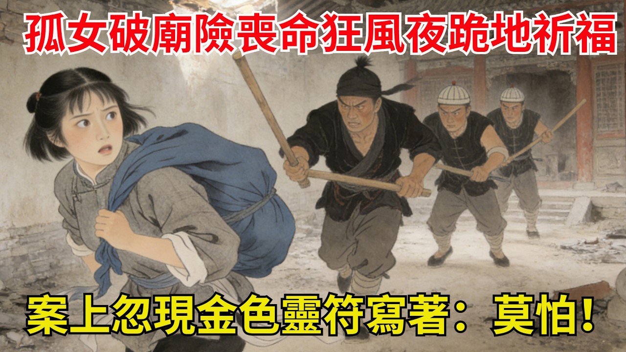 寒門孤女進京尋親途中突遇山匪，在破廟被歹人圍困險些喪命，狂風夜跪地祈福，案上忽現金色靈符，上面寫著：莫怕！即刻便有貴人相救 #故事頻道#民間故事#故事分享#中國文化#情感#聽書