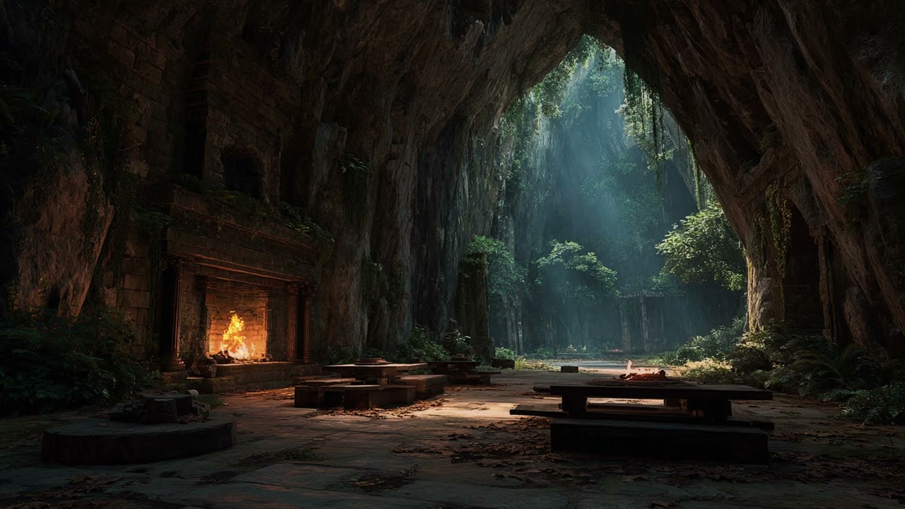 Midnight Rain and Rolling Thunder Inside a Secret Forest Cave