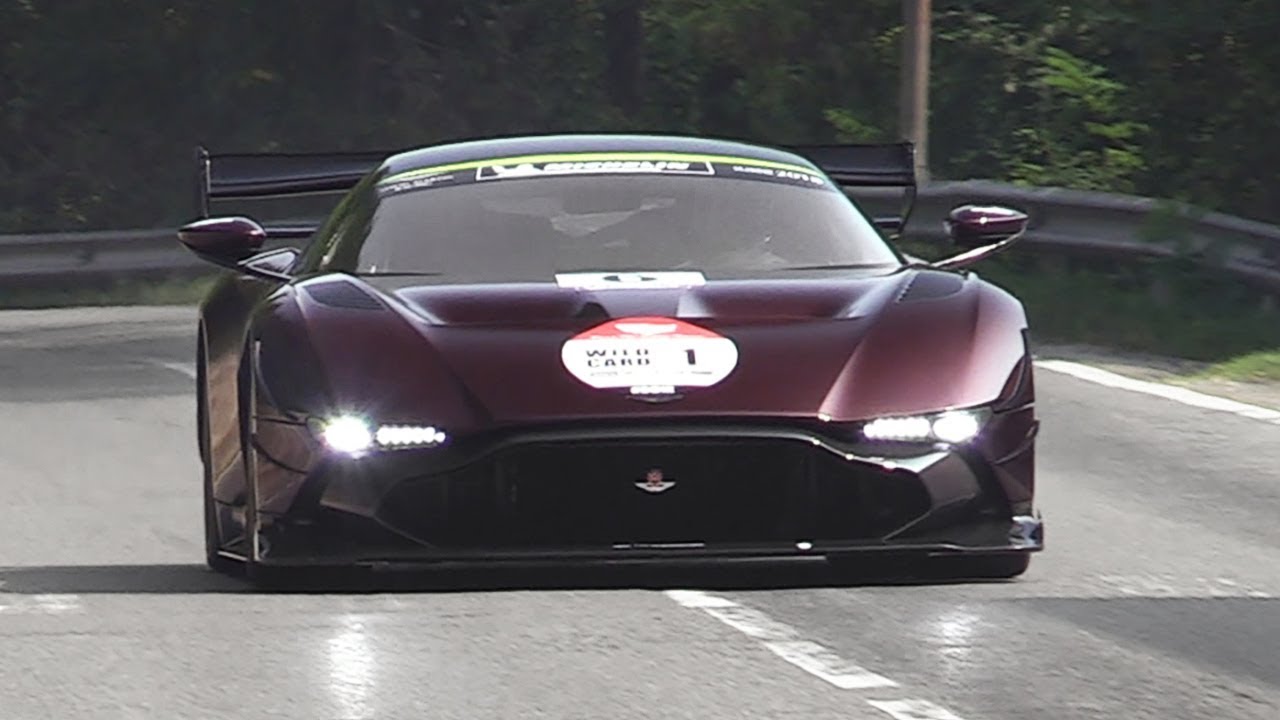 Aston Martin Vulcan AMR Pro driving on the Italian roads! - Insane V12 Sound & Accelerations