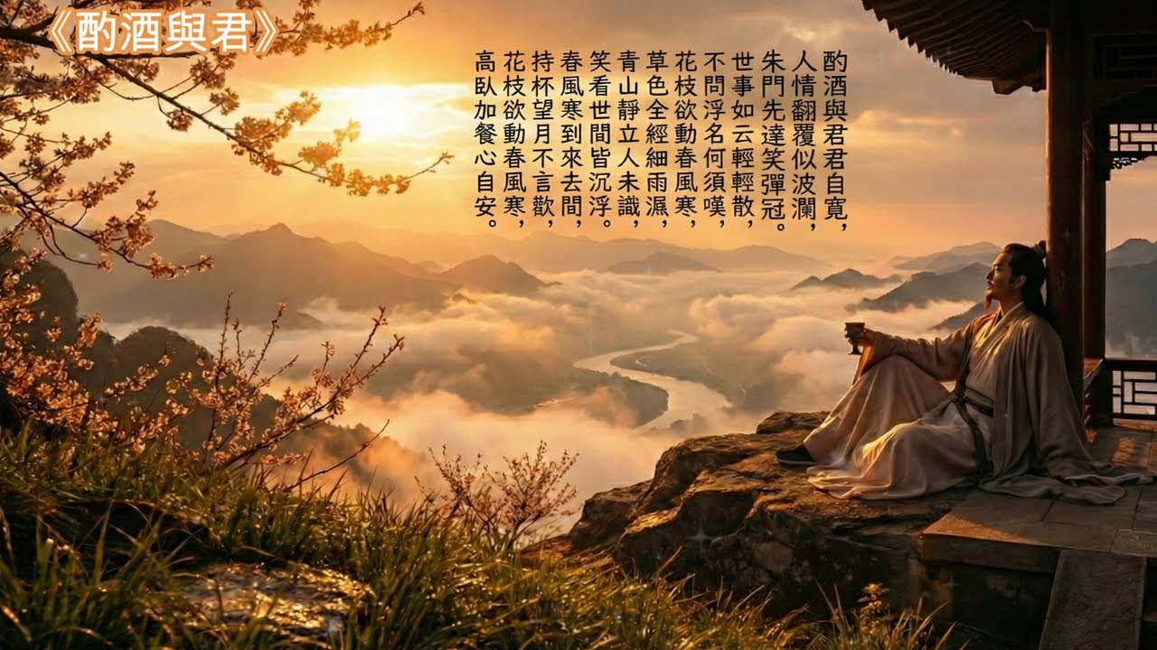 🎤👩‍🎤《世事如雲心自安｜酌酒與君·古詩新作吟唱》酌酒與君君自寬，人情翻覆似波瀾——承襲王維〈酌酒與裴迪〉的達觀精神，看淡浮名起落與紅塵沉浮，只求高臥加餐、持杯望月，人生如夢轉瞬間